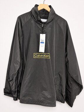 Calvin Klein Packable Windbreaker Jacket NWT Men's XL Gray Pullover Half Zip